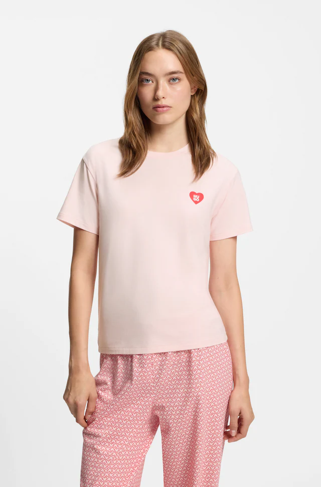 HUGO Underwear Pyjamaoberteil aus Stretch-Jersey mit Logo-Artwork, Rundhals, regular fit
