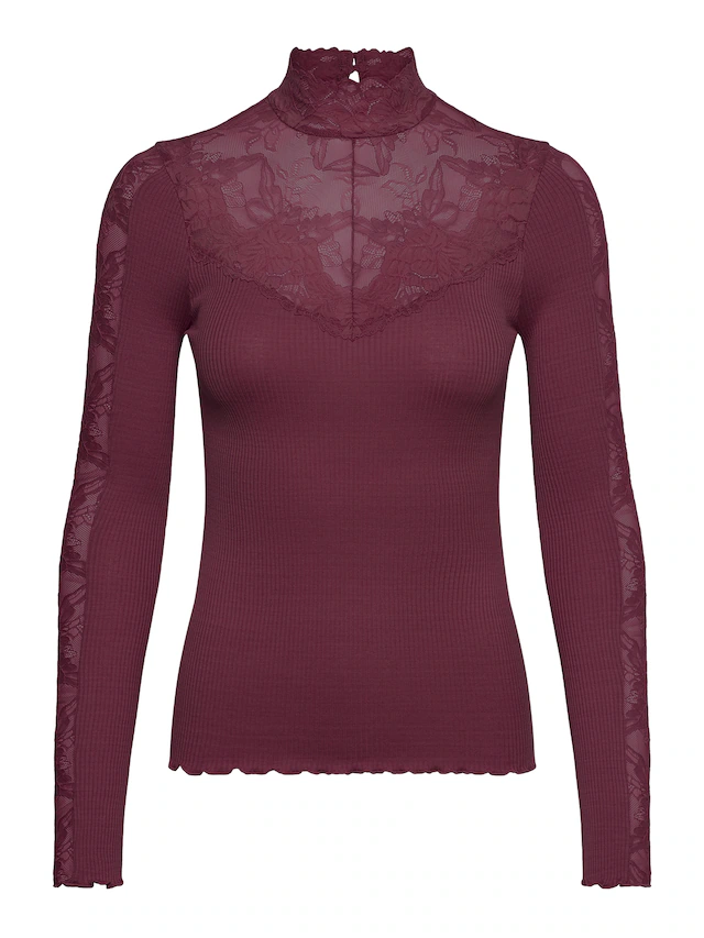 rosemunde Langarmshirt »Beatha silk shirt mit Seide« mit Spitze, langen Ärmeln, weicher Seidenmix