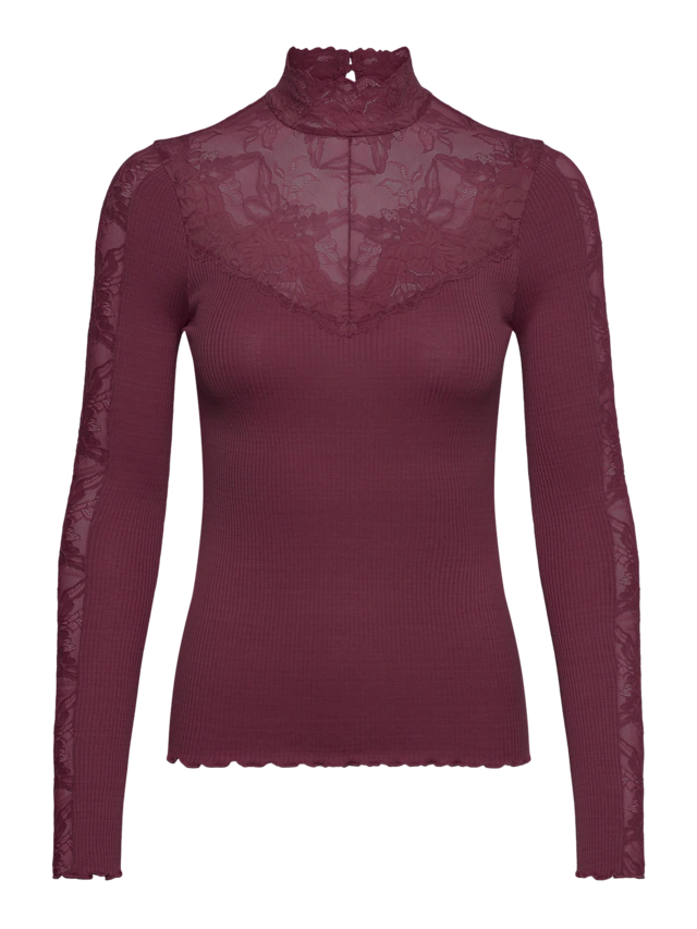 rosemunde Langarmshirt »Beatha silk shirt mit Seide« mit Spitze, langen Ärmeln, weicher Seidenmix