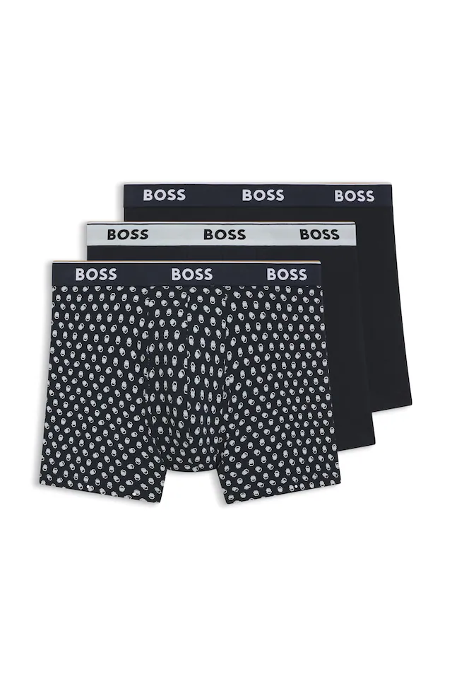 BOSS Boxershorts Packung, 3 Stk. längeres Bein, anliegend, aus Stretch-Baumwolle
