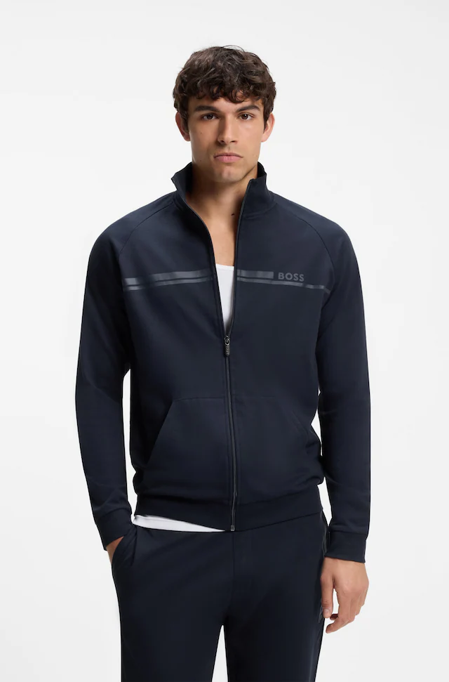 BOSS Sweatjacke »Authentic« mit Streifen und Logo, regular fit