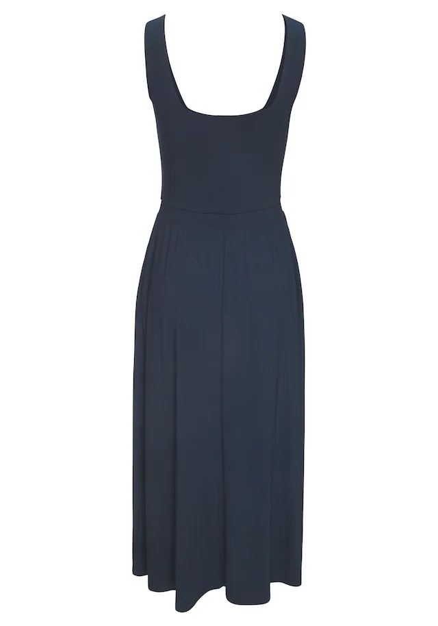 Vivance Midikleid »mit Taschen aus weicher Viskose-Stretch-Qualität« Seitennahttaschen luftiges Jerseykleid, Basickleid, elegantes Sommerkleid, Trägerkleid