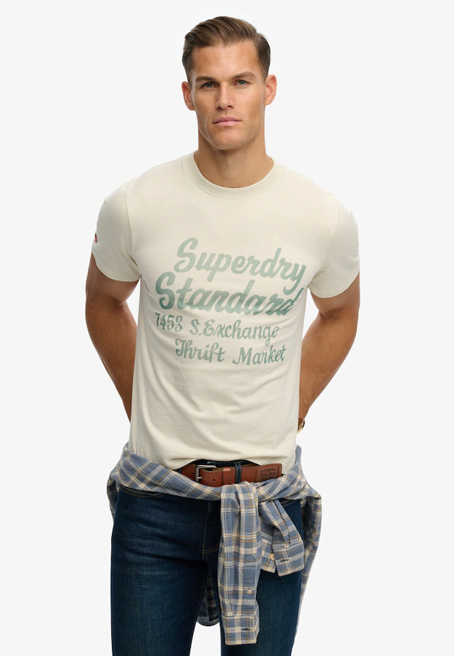 Superdry Rundhalsshirt »Industry Worker Relaxed Tee« aus Baumwolle und Single Jersey, Regular Fit, mit Druck, Kurzarm Superdry Rundhalsshirt »Industry Worker Relaxed Tee« aus Baumwolle und Single Jersey, Regular Fit, mit Druck, Kurzarm