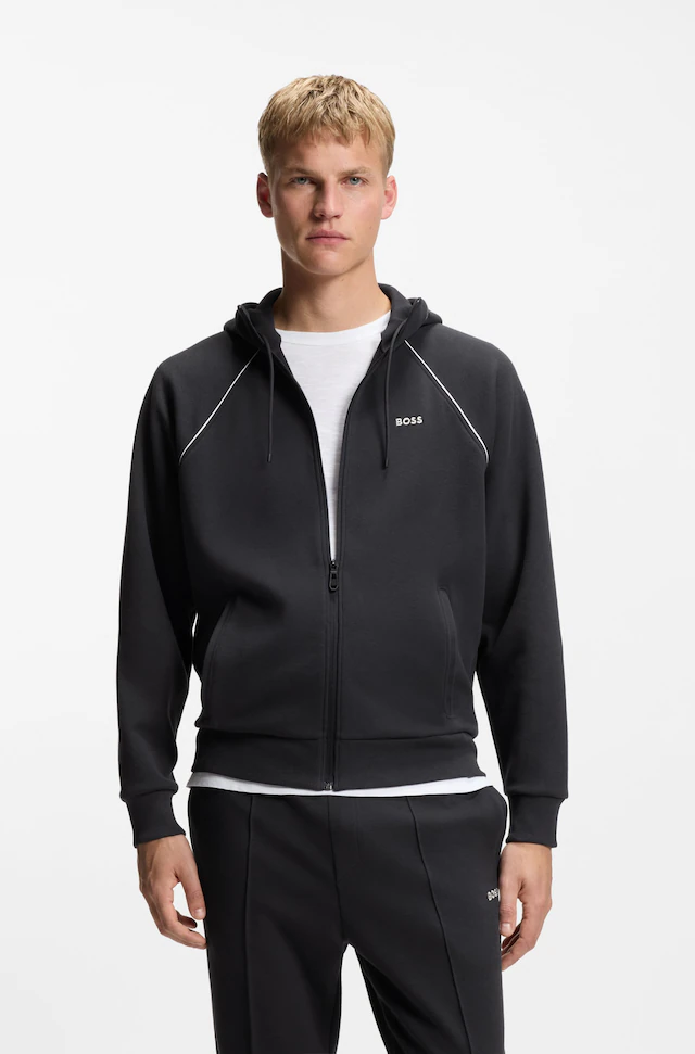 BOSS GREEN Sweatjacke mit Kapuze, Regular Fit, Eingrifftaschen