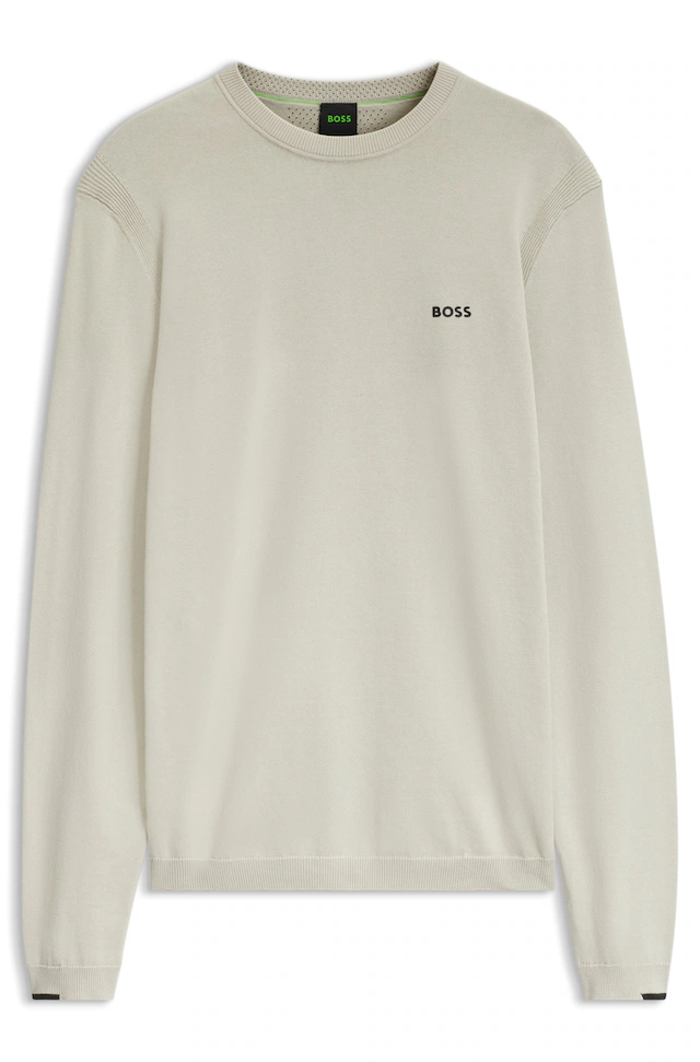 BOSS GREEN Strickpullover Rundhalsausschnitt, Regular Fit, Logo-Print