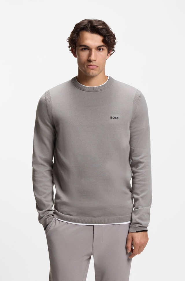 BOSS GREEN Strickpullover Rundhalsausschnitt, Regular Fit, Logo-Print