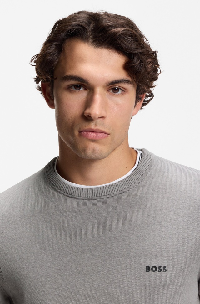 BOSS GREEN Strickpullover Rundhalsausschnitt, Regular Fit, Logo-Print
