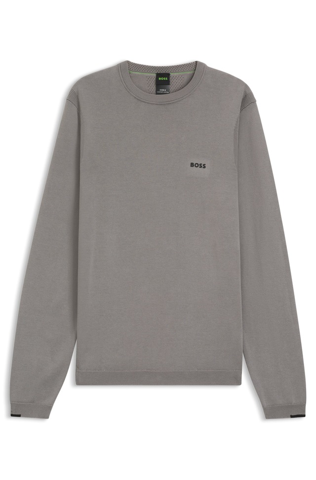 BOSS GREEN Strickpullover Rundhalsausschnitt, Regular Fit, Logo-Print