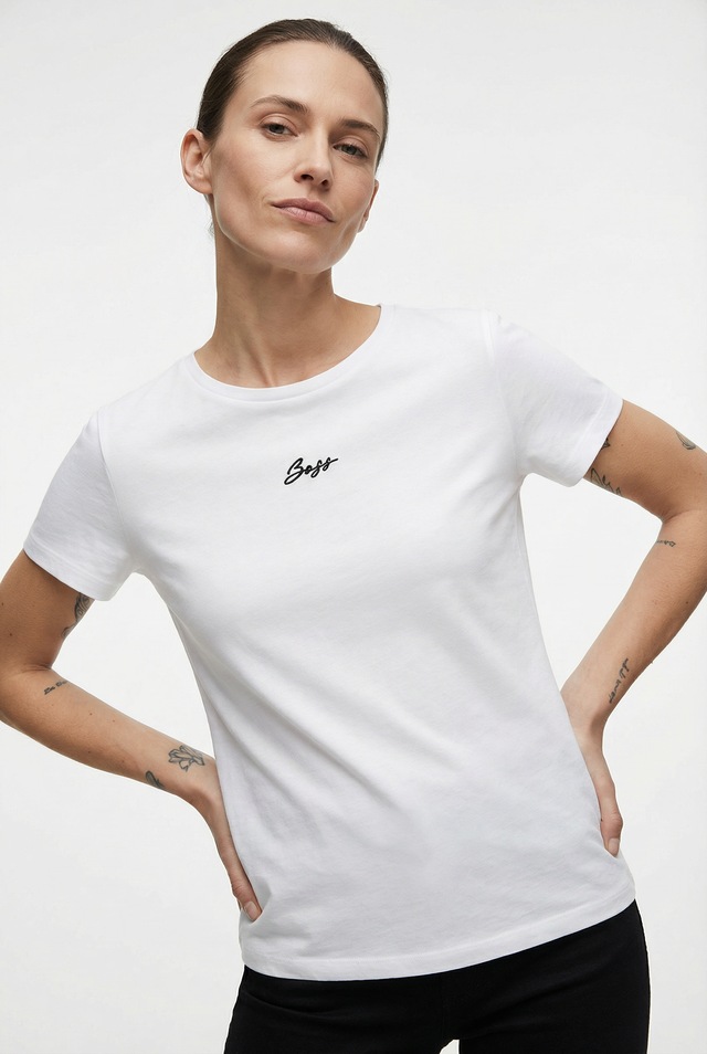 BOSS ORANGE T-Shirt »Elove Embro Premium Damenmode« mit Rundhals, Slim Fit