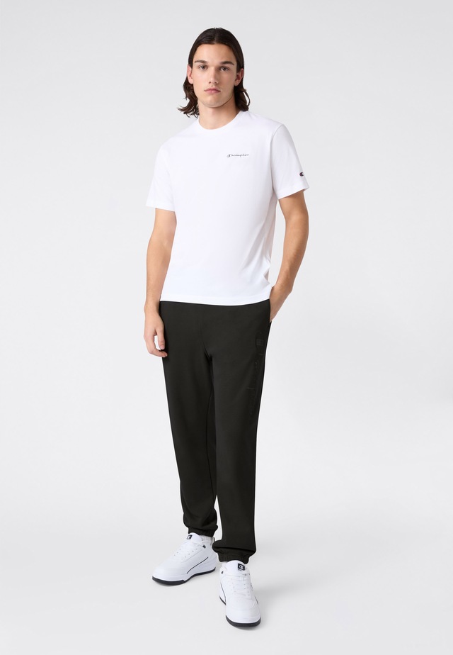 Champion Jogginghose »ICONS Terry Elastic Cuff Pants Large Logo« sportliche Jogginghose, aus Baumwolle und Polyester