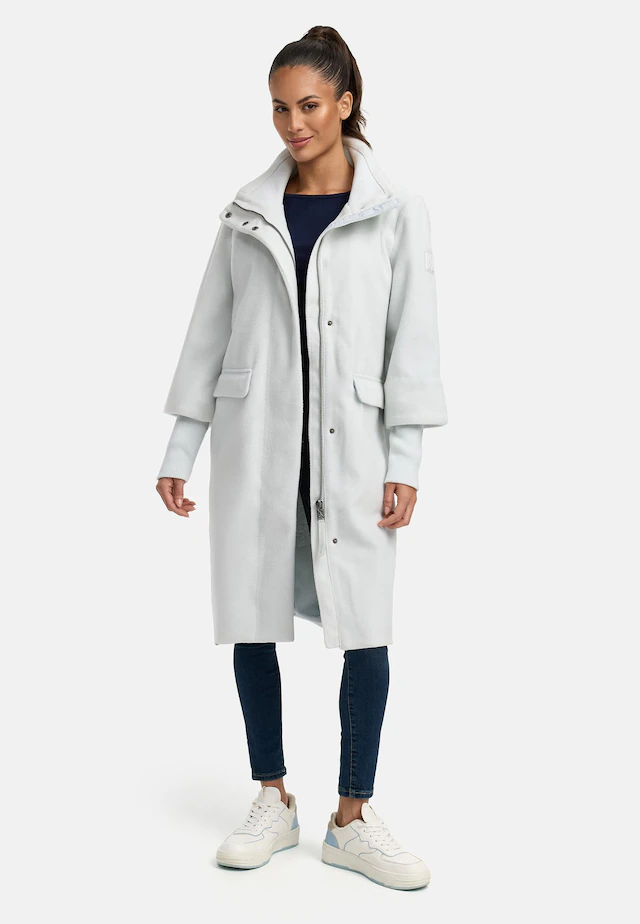 Navahoo Langmantel »Polarblüte 14« modischer Damen Mantel in Woll-Optik mit Rippstrickärmeln