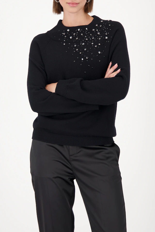 Monari Strickpullover »Pullover Schmucksteine« Regular fit mit Stehkragen
