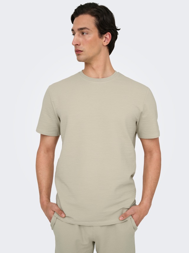 ONLY & SONS Rundhalsshirt »ONSKIAN LIFE REG SEERSUCKER SS TEE NOOS«
