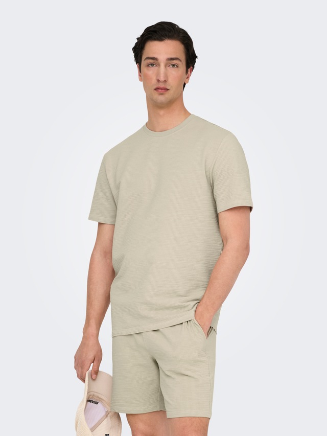 ONLY & SONS Rundhalsshirt »ONSKIAN LIFE REG SEERSUCKER SS TEE NOOS«
