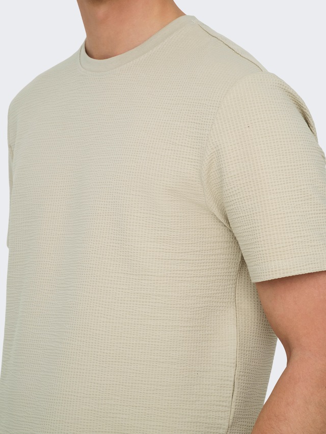 ONLY & SONS Rundhalsshirt »ONSKIAN LIFE REG SEERSUCKER SS TEE NOOS«