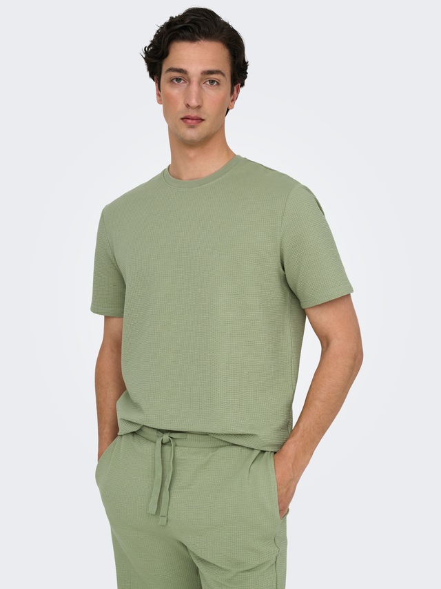 ONLY & SONS Rundhalsshirt »ONSKIAN LIFE REG SEERSUCKER SS TEE NOOS«