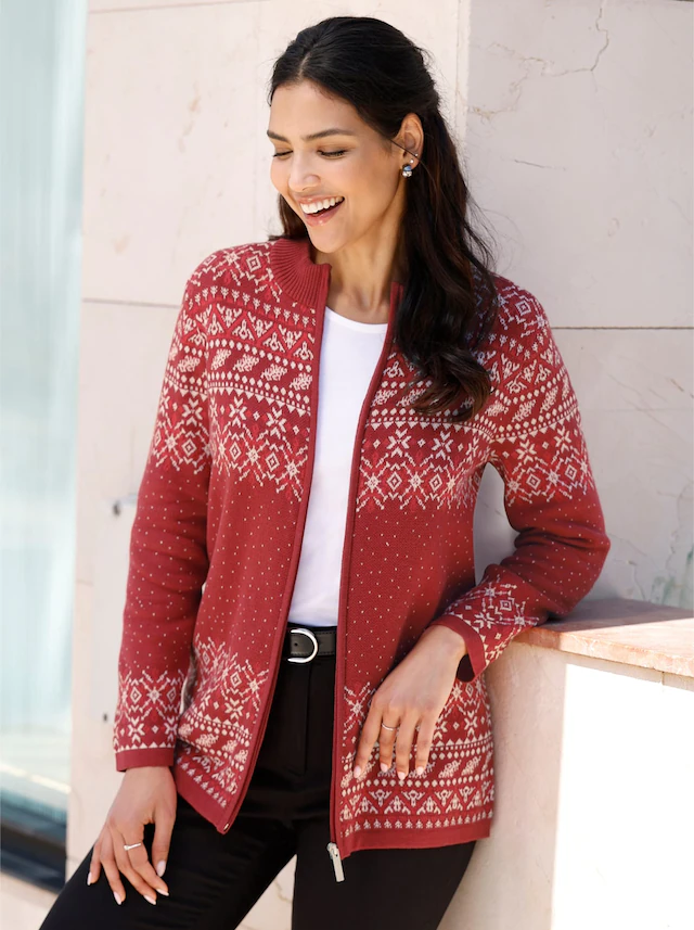 Classic Basics Jacquardstrickjacke