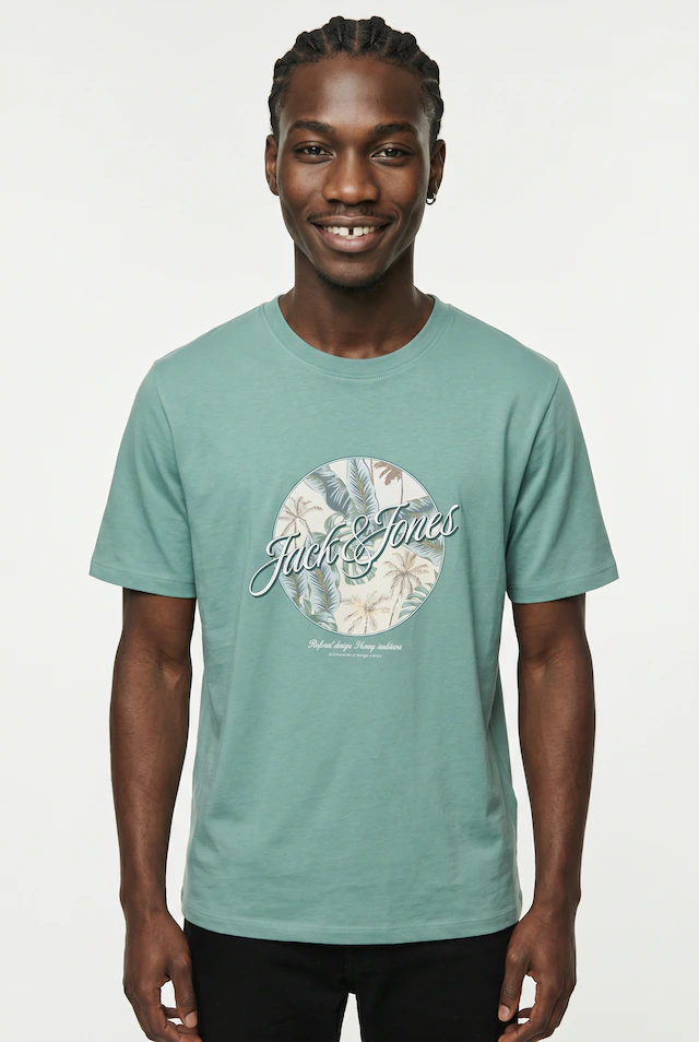 Jack & Jones Rundhalsshirt »JJHONOLULU SHAPE TEE SS CREW NECK« Baumwolle, regular fit