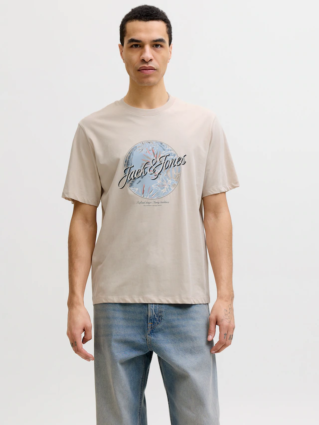 Jack & Jones Rundhalsshirt »JJHONOLULU SHAPE TEE SS CREW NECK« Baumwolle, regular fit