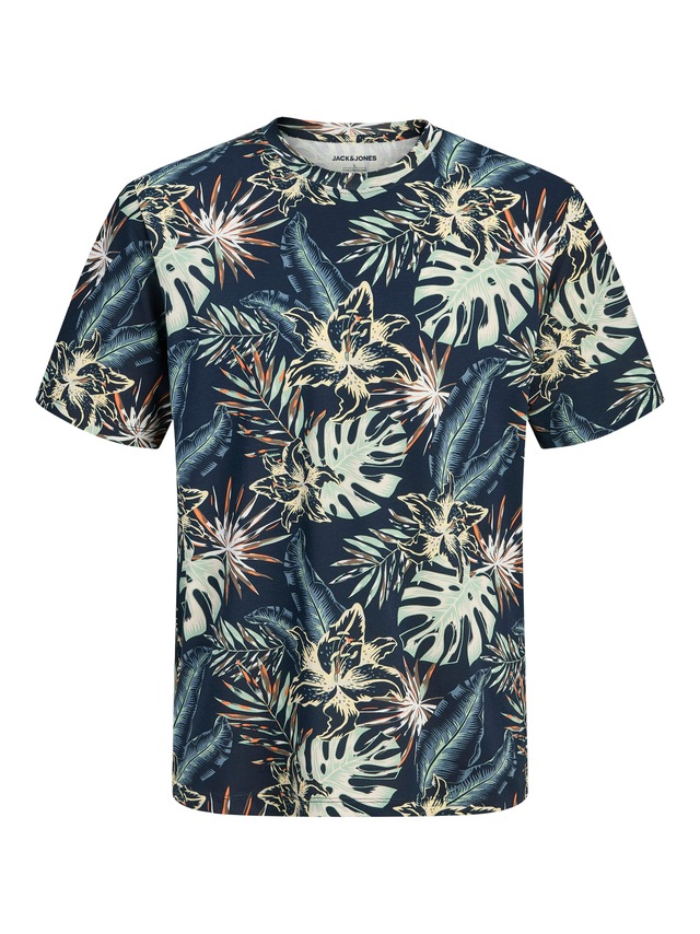 Jack & Jones Rundhalsshirt »JJHONOLULU AOP TEE SS CREW NECK« Baumwolle, regular fit