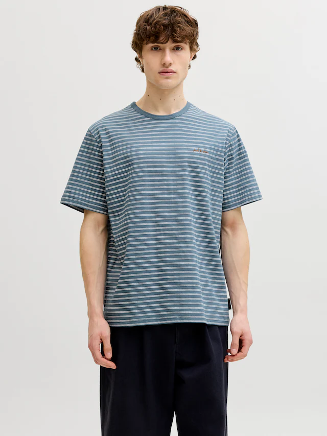 Jack & Jones Rundhalsshirt »JJDEVIN DAYTONA STRIPED TEE SS CREW NECK« Baumwollmischung, relaxed fit