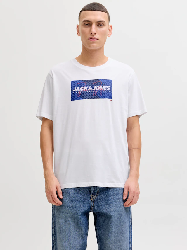 Jack & Jones Rundhalsshirt »JJCOLE PRINT TEE SS CREW NECK«