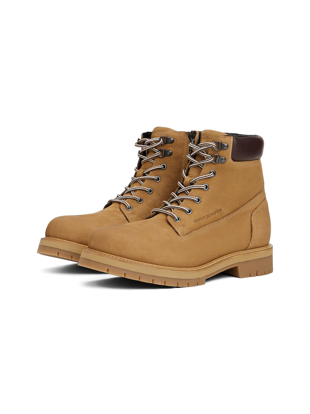 Tommy Hilfiger Schnürboots »FLEX TH OUTDOOR W NBK BOOT« , Blockabsatz, Outdoorschuh mit Ösen, im Bersteigerlook