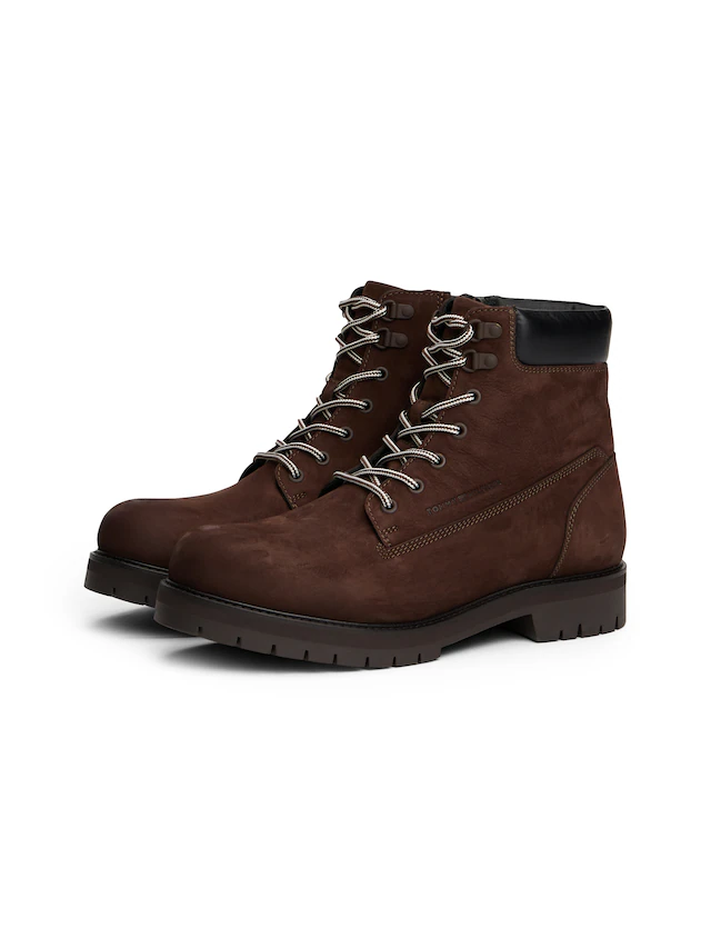 Tommy Hilfiger Schnürboots »FLEX TH OUTDOOR W NBK BOOT« , Blockabsatz, Outdoorschuh mit Ösen, im Bersteigerlook