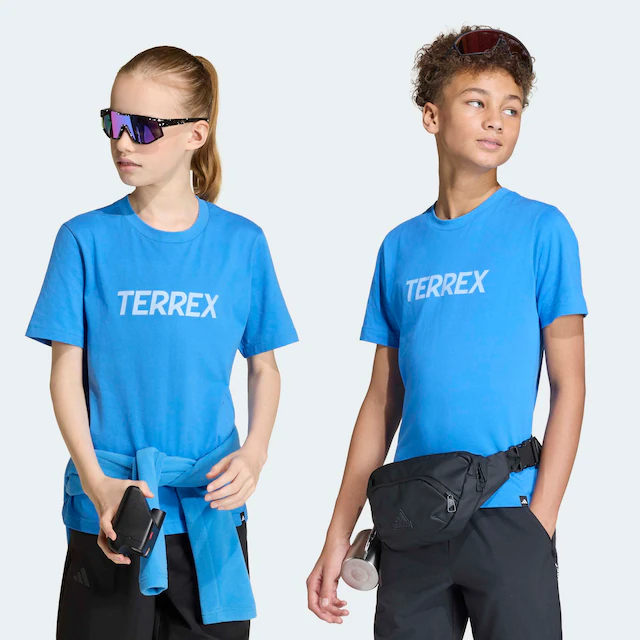 adidas TERREX Funktionsshirt »KIDS MULTI LOGO« für Kinder, mit Rundhalsausschnitt, ohne Verschluss, aus Baumwolle