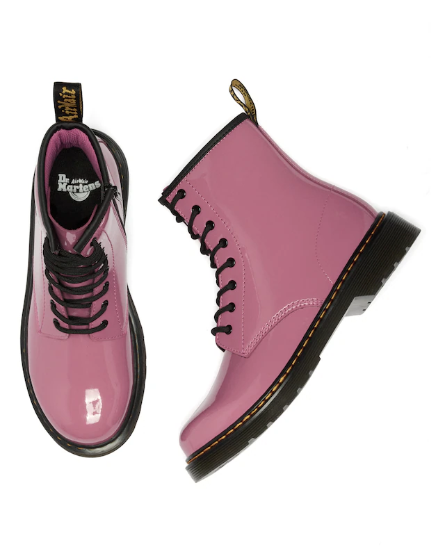 DR. MARTENS Schnürboots »1460 Y Black Patent Lamper« Kinder Stiefel, Boots mit logobedruckter Anziehlasche