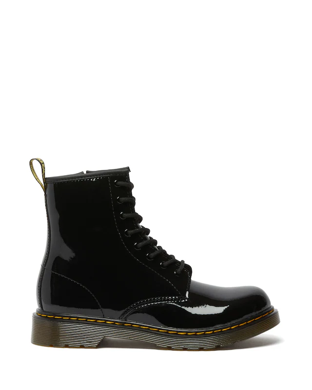 DR. MARTENS Schnürboots »1460 Y Black Patent Lamper« Kinder Stiefel, Boots mit logobedruckter Anziehlasche
