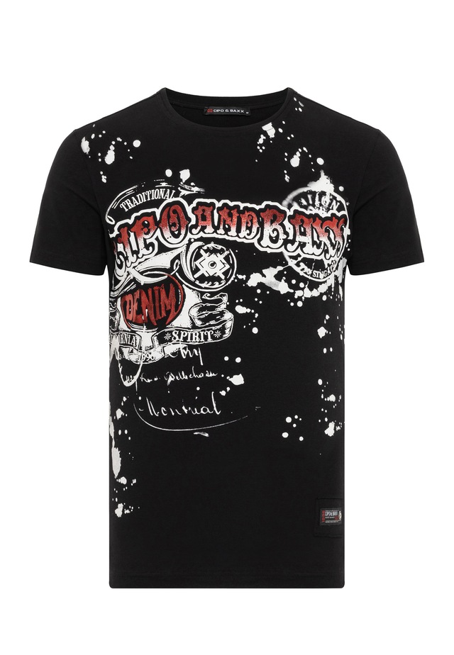 Cipo & Baxx T-Shirt »T-Shirt« mit Rundhalsausschnitt