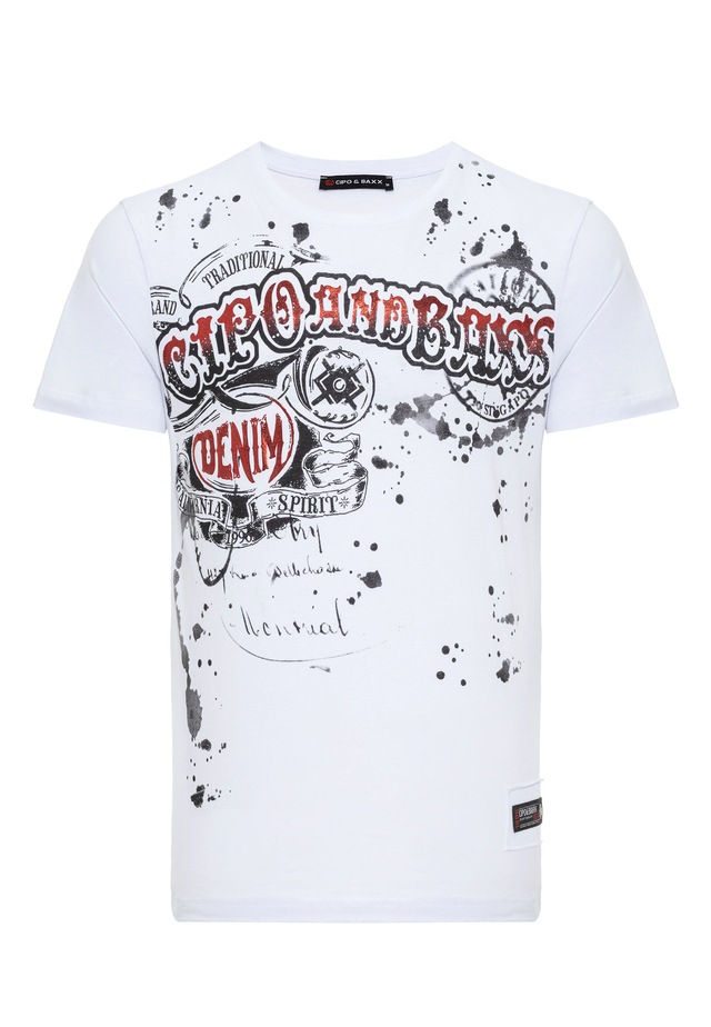 Cipo & Baxx T-Shirt »T-Shirt« mit Rundhalsausschnitt