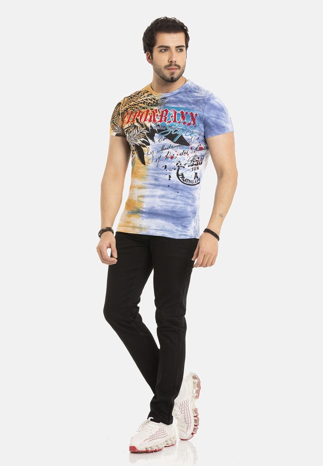 Cipo & Baxx T-Shirt »T-Shirt« im Batik-Look mit Print auf Front und Rücken