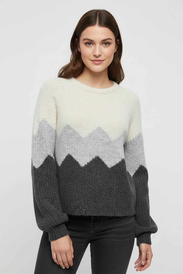 ONLY Strickpullover »ONLMAE LIFE LS ZIGZAG O-NECK KNT«