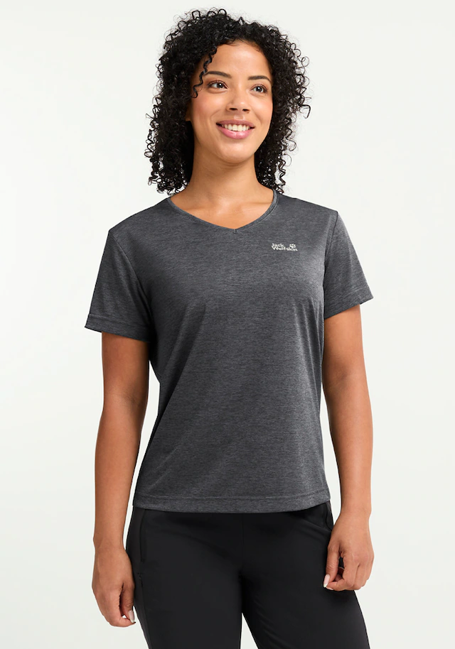 Jack Wolfskin Funktionsshirt »WILDTRAIL T W« mit V-Ausschnitt, aus Polyester, normale Länge, Kurzarm