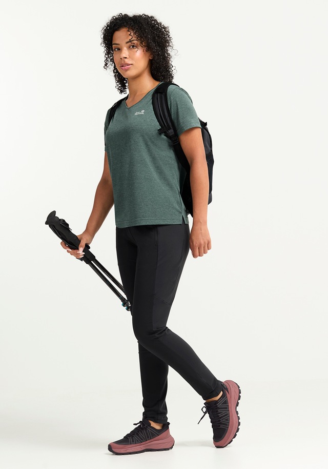 Jack Wolfskin Funktionsshirt »WILDTRAIL T W« mit V-Ausschnitt, aus Polyester, normale Länge, Kurzarm