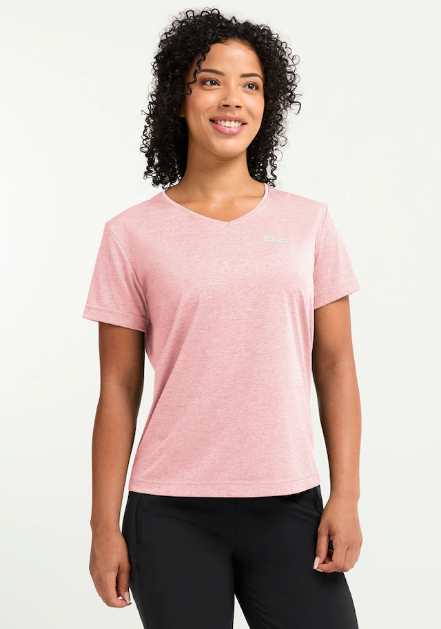 Jack Wolfskin Funktionsshirt »WILDTRAIL T W« mit V-Ausschnitt, aus Polyester, normale Länge, Kurzarm