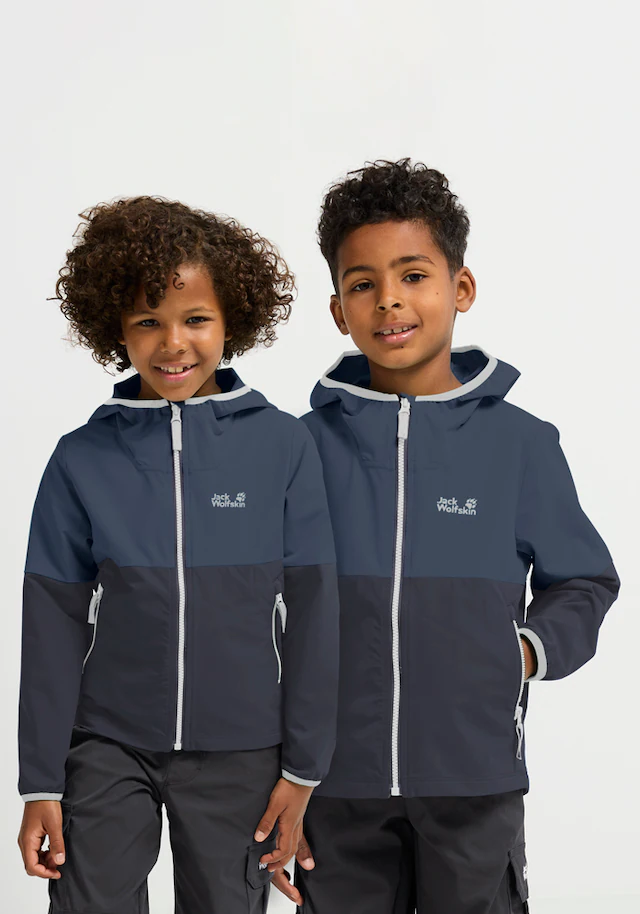 Jack Wolfskin Softshelljacke »SANDBIRD HOODED JKT K« mit Kapuze mit Kinnschutz am Reißverschluss, winddicht, atmungsaktiv