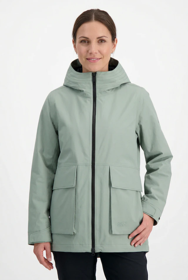 Jack Wolfskin Funktionsjacke »NABUR 2L JKT W« mit Kapuze mit 2-Wege-Reißverschluss, wasserdicht, atmungsaktiv