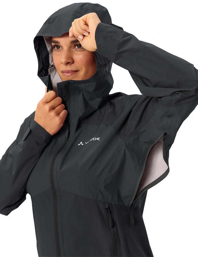VAUDE Regenjacke »WOMEN'S SIMONY 2,5L JACKET V« mit Kapuze mit Kapuze, wasserdicht, winddicht, atmungsaktiv, Regular Fit, Langarm