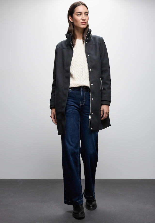 STREET ONE Wintermantel Stehkragen in Strickqualität, in Woll-Optik
