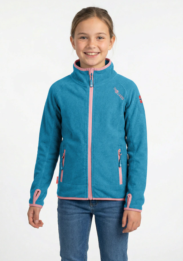 TROLLKIDS Fleecejacke »Girls Sandefjord Jacket« mit Kapuze, wasserabweisend, windabweisend, atmungsaktiv, leicht
