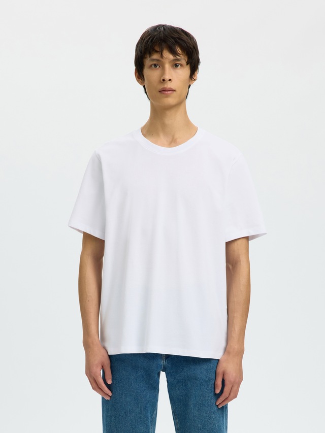 SELECTED Rundhalsshirt »SLHATLAS SS O-NECK TEE« Baumwollmischung, regular fit