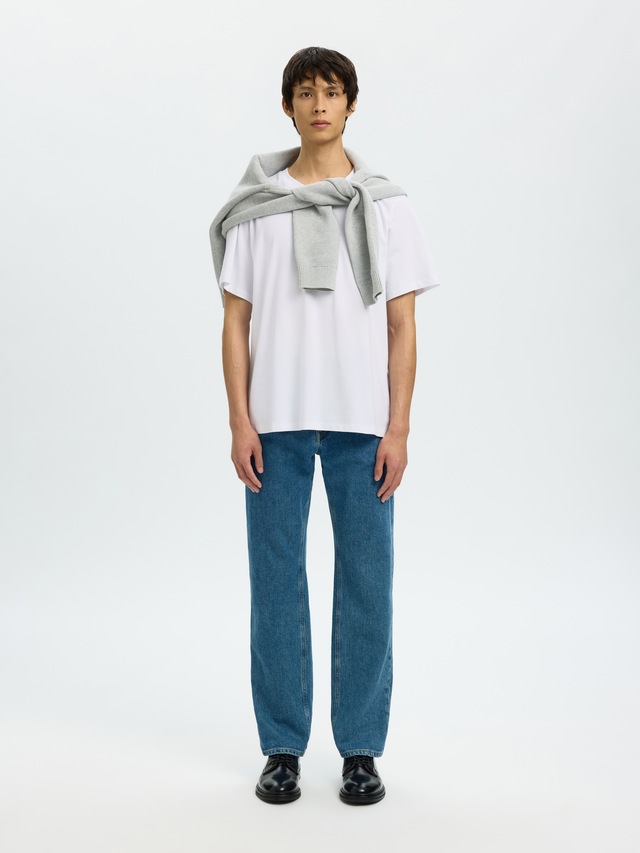 SELECTED Rundhalsshirt »SLHATLAS SS O-NECK TEE« Baumwollmischung, regular fit