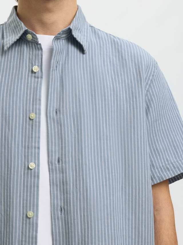 SELECTED Kurzarmhemd »SLHREGCLAY LINENBLEND SS SHIRT CLA NOOS« Materialmix, regular fit