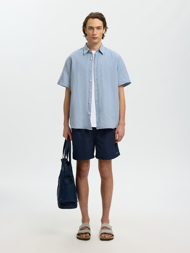 SELECTED Kurzarmhemd »SLHREGCLAY LINENBLEND SS SHIRT CLA NOOS« Materialmix, regular fit
