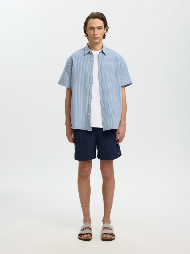 SELECTED Kurzarmhemd »SLHREGCLAY LINENBLEND SS SHIRT CLA NOOS« Materialmix, regular fit