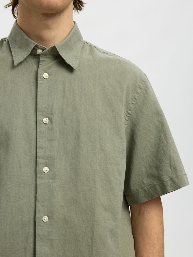SELECTED Kurzarmhemd »SLHREGCLAY LINENBLEND SS SHIRT CLA NOOS« Materialmix, regular fit