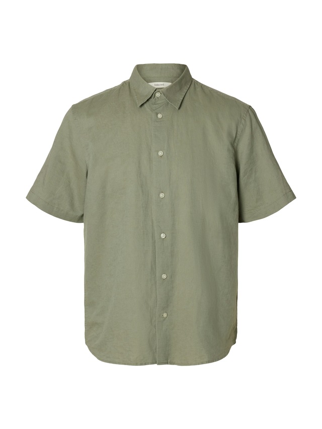 SELECTED Kurzarmhemd »SLHREGCLAY LINENBLEND SS SHIRT CLA NOOS« Materialmix, regular fit